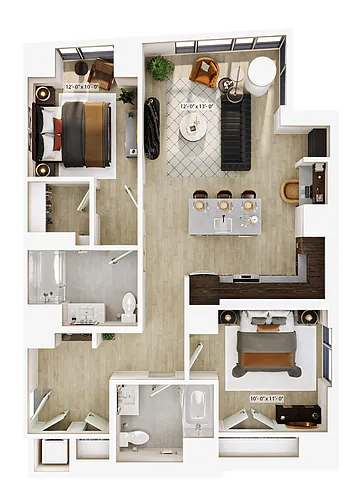 Floor plan 2 Bed/2 Bath-B1 ADA