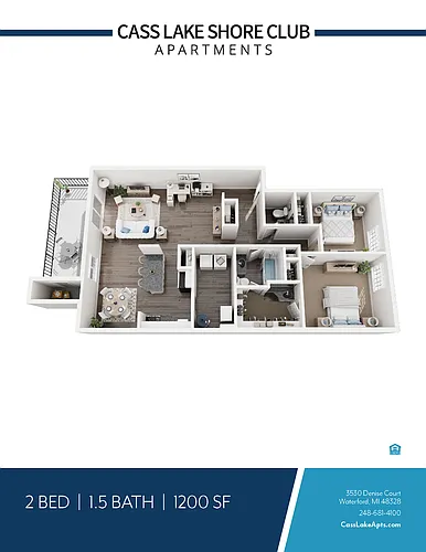 Floor plan 2 Bedroom 1.5 Bathroom Large