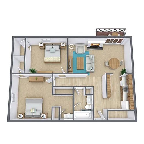 Floor plan Two Bedroom 21A
