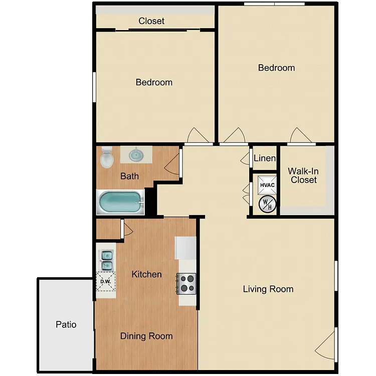 Floor plan 2 Bed 1 Bath