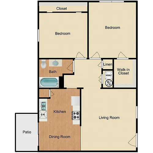 Floor plan 2 Bed 1 Bath