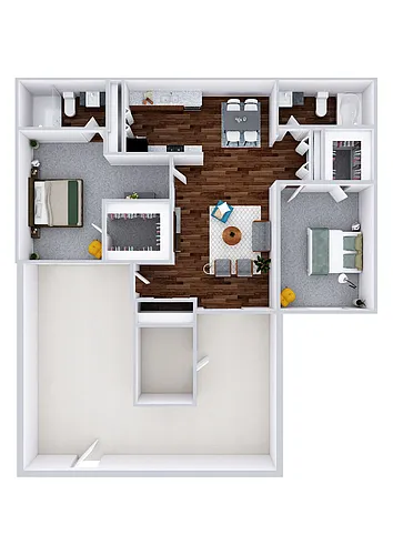 Floor plan Two Bedroom Two Bath