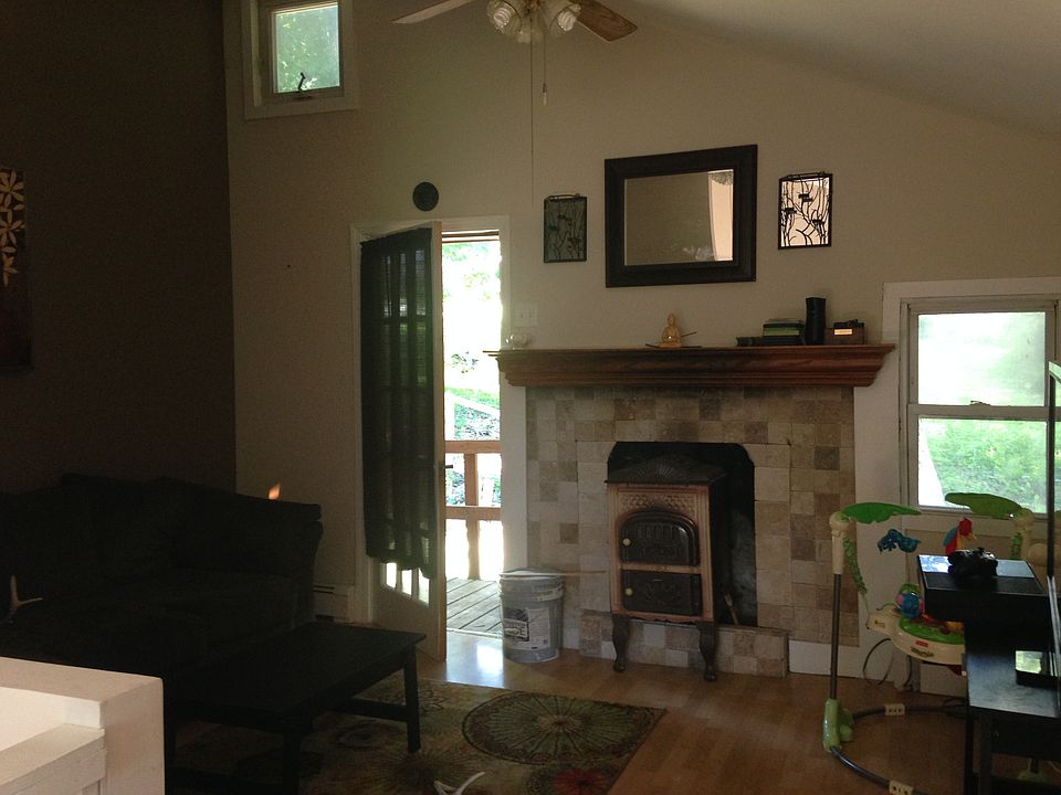 Small wood burning stove heats the house in the winter!