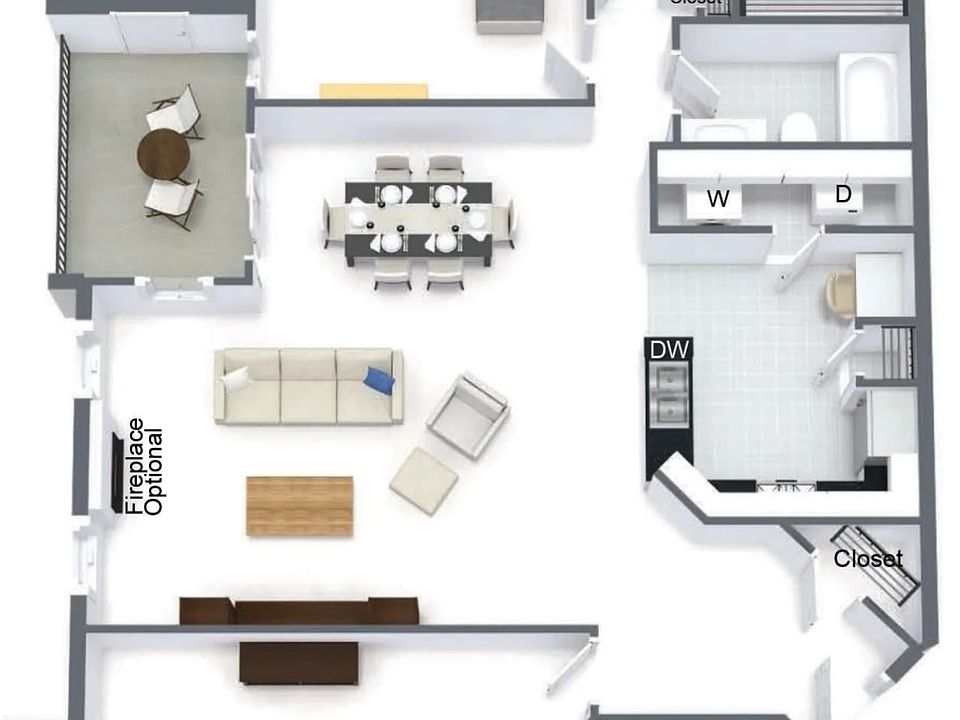 Floorplan photo 1. Unit includes washer and dryer (marked on the photo).