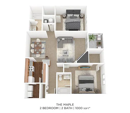 Floor plan Two Bedroom 2 Bath