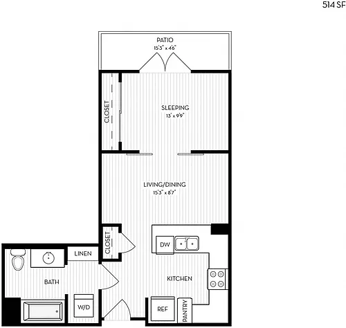 Floor plan Revela Floorplan Studio 0-1A