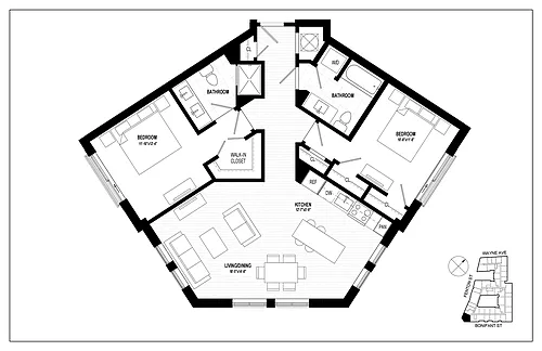 Floor plan 2 Bed 2 Bath C06