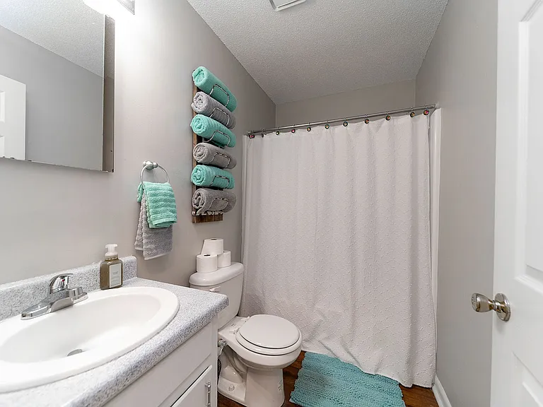 Bright bathroom with bathtub