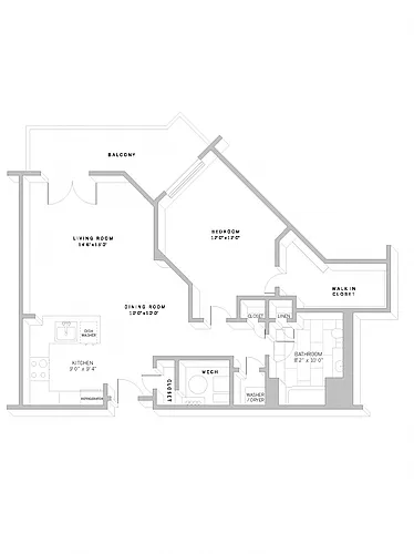 Floor plan 1 Bed 1 Bath A8