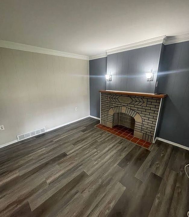 Living room with new luxury vinyl plank