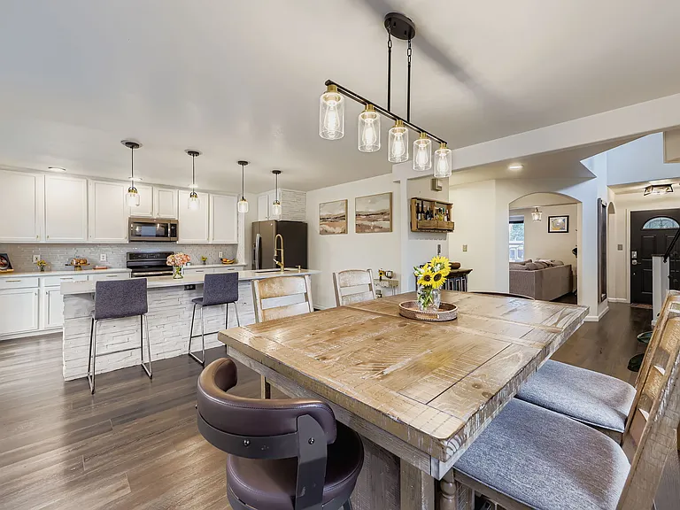 Open dining and kitchen layout
