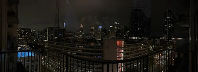Panoramic night view from the balcony