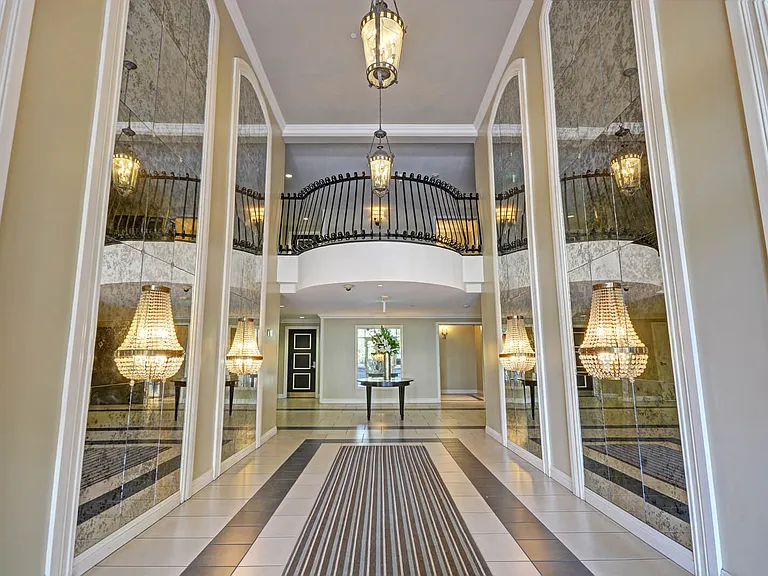 The stunning lobby welcomes residents and guests