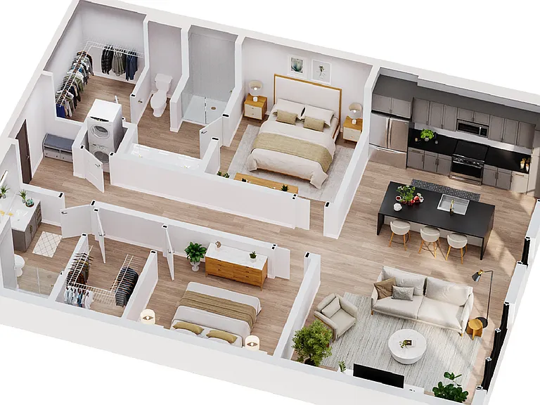 3D Opal - Two Bedroom Floor Plan - Salt Lake City, UT 3D Opal - Two Bedroom Floor Plan - Salt Lake City, UT
