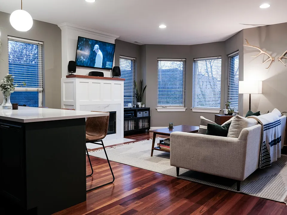Sun-drenched open concept living area