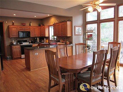 Kitchen with hardwood floor and beautiful bay windows