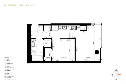 Floor plan Urban 1 Bedroom U2