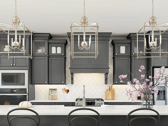 Kitchen with pendant lighting