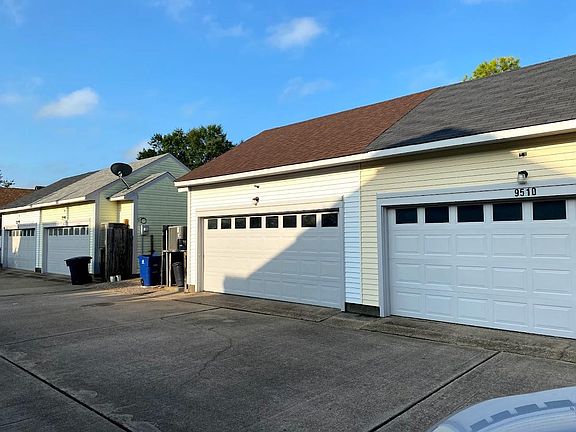 Two-car attached garage with entry into kitchen.