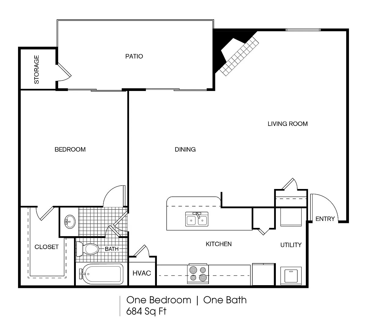 Floor plan 1 bedroom 1 bath