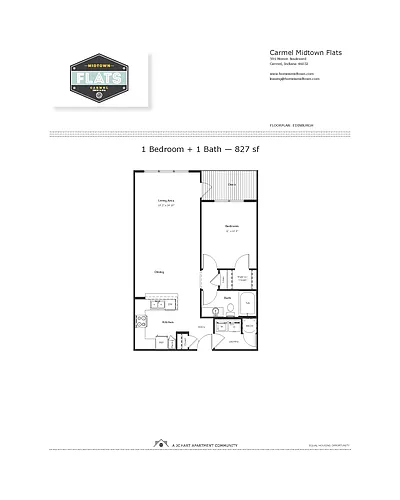 Floor plan 1 Bedroom, 1 Bathroom