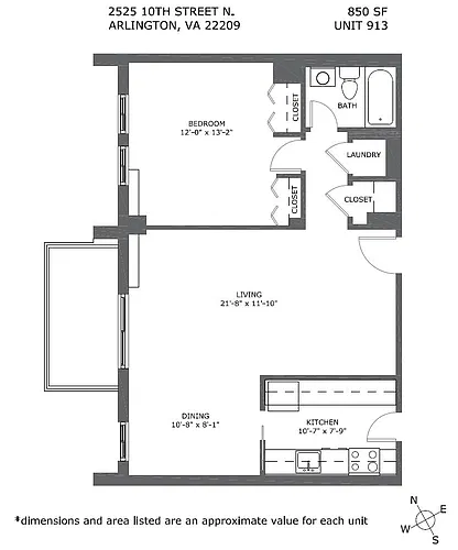 Floor plan Renovated One Bedroom with Balcony