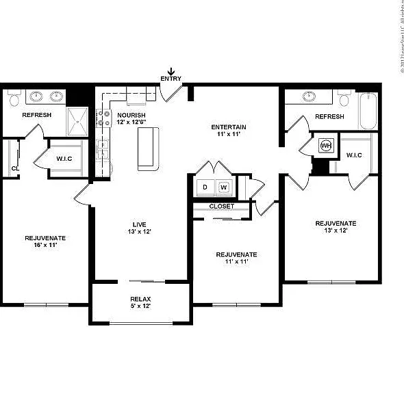 Westshore - 3B2B - 1405 SF - Vogue - 2D Floorplan 1 Westshore - 3B2B - 1405 SF - Vogue - 2D Floorplan 1