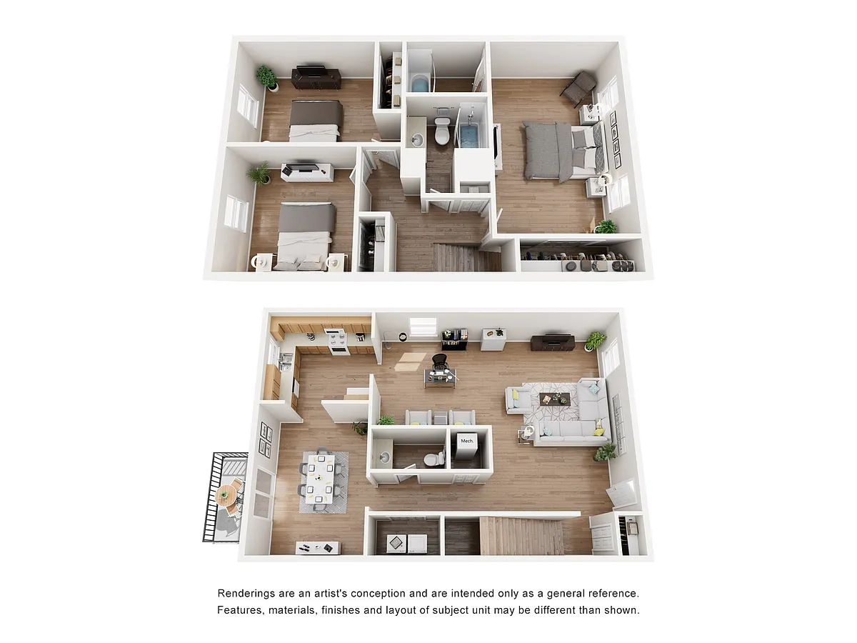 Floor plan 3 bed 2.5 bath Townhome