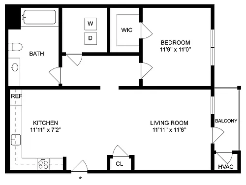 Floor plan 1 Bed/1 Bath-A1