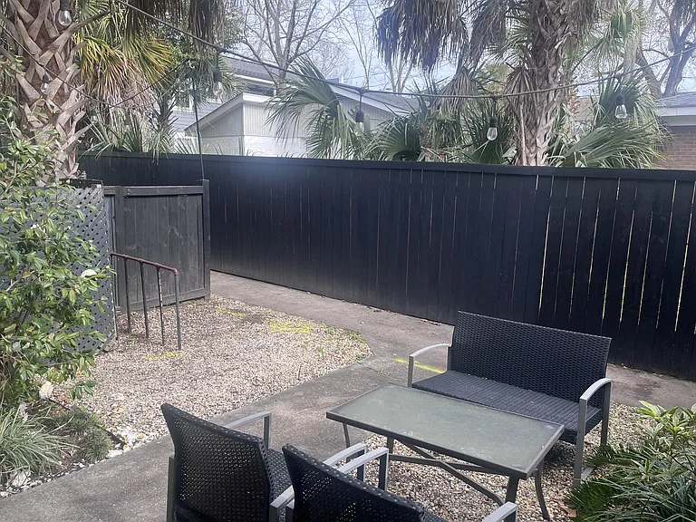 patio with bike rack