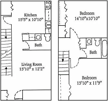 Floor plan 2 Bedroom 1 Bath
