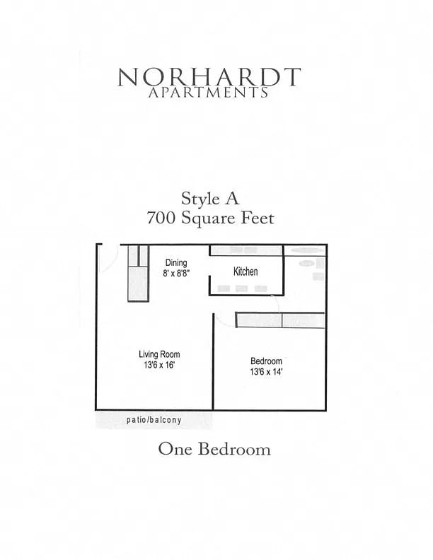 Floor plan 1 Bed 1 Bath