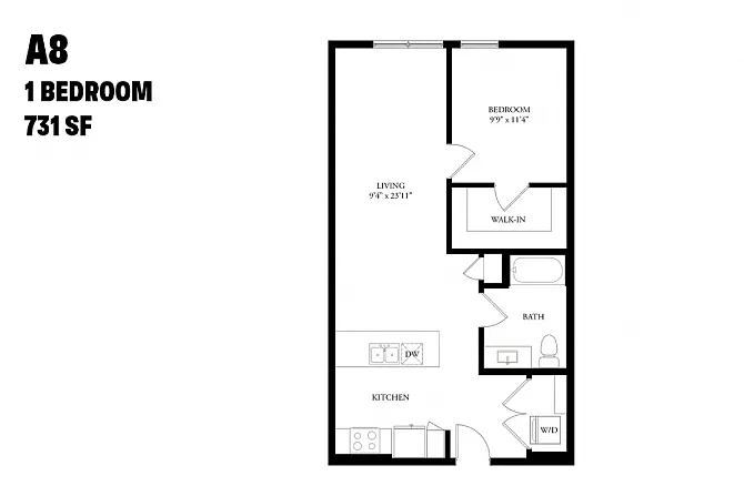 Floor plan One Bedroom A8