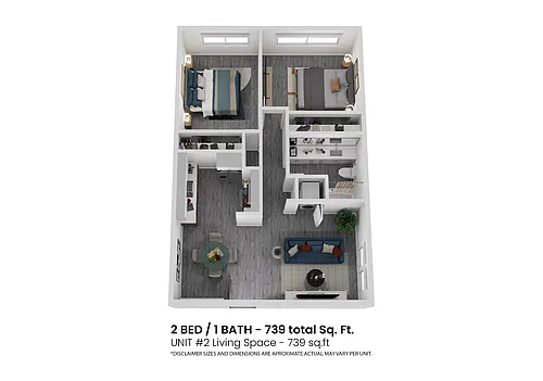 Floor plan 2 Bed 1 Bath
