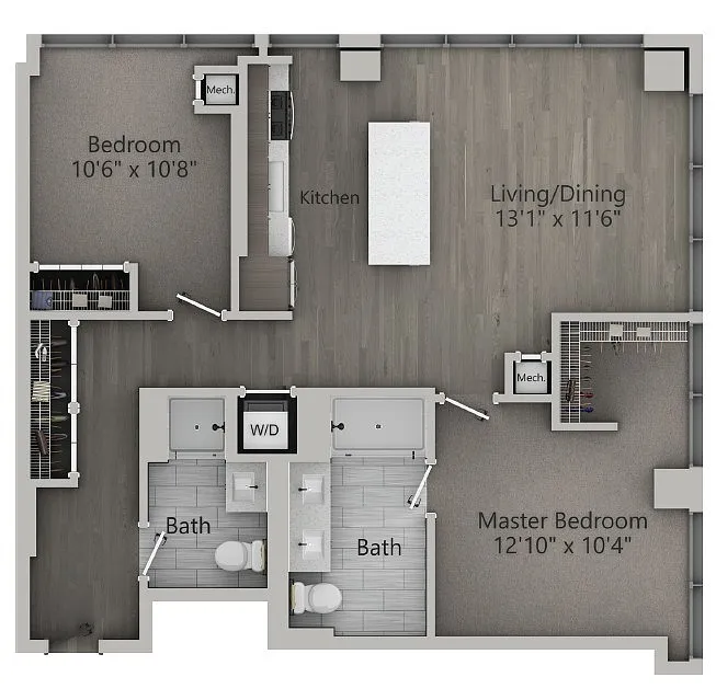 Floor plan B1 | 2 Bedroom | 1,001 SF