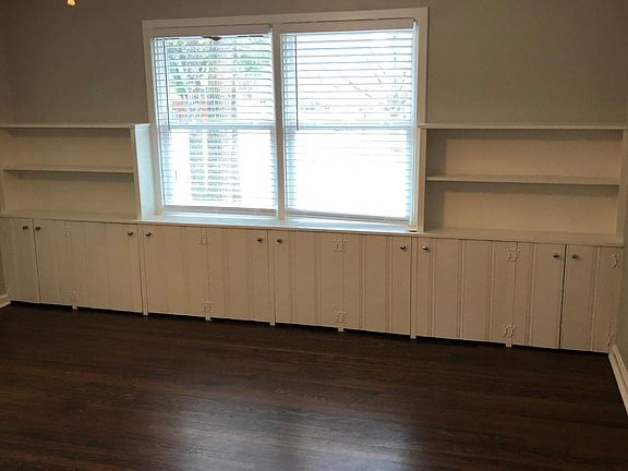 Living room with built in cabinets