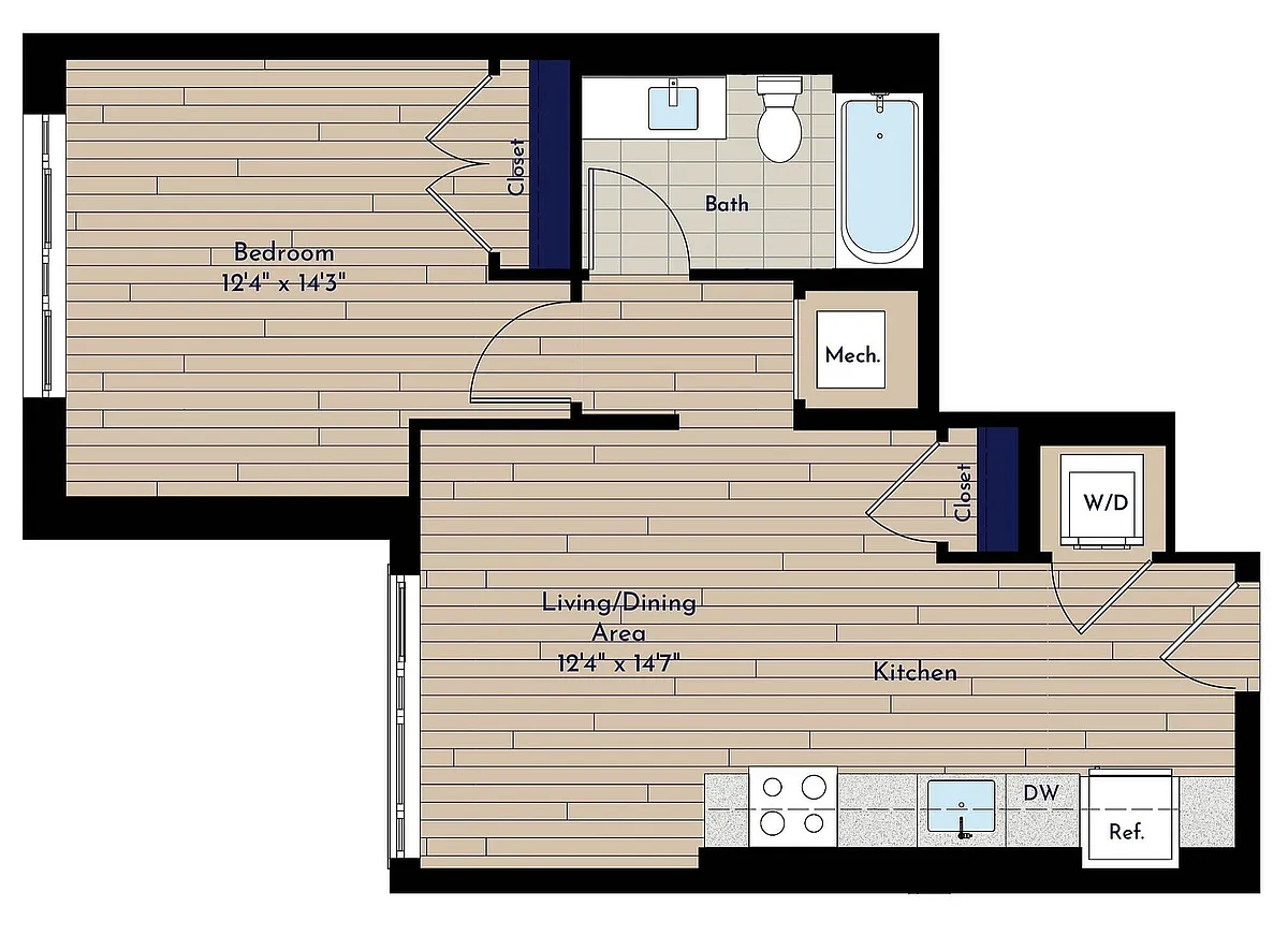 Floor plan B 1BR-B