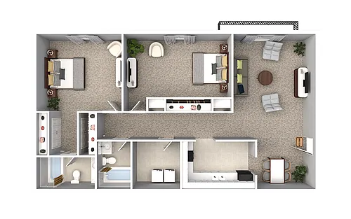 Floor plan 2 Bedroom 2 Bath