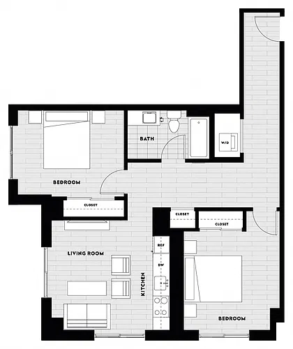 Floor plan 2 Bed/1 Bath B1