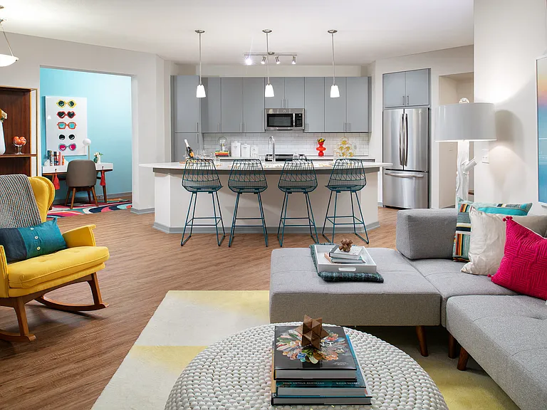 Open concept kitchen and living area
