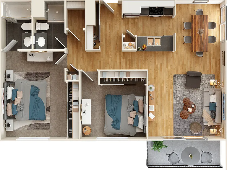 B2 - 2x2 Floor Plan B2 - 2x2 Floor Plan