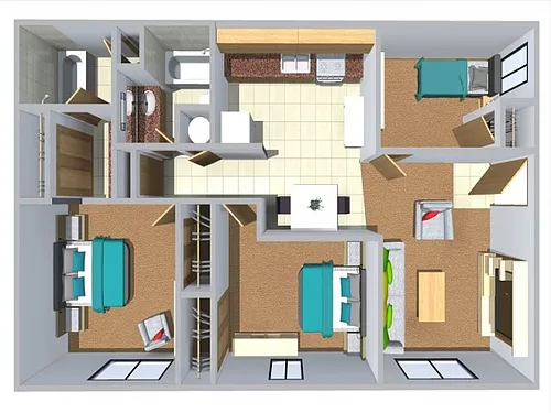 Floor plan 3 bedroom flat at Summer Pointe