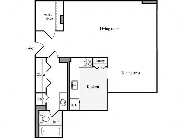 Floor plan Studio, 1 Bath 661 SF 01c