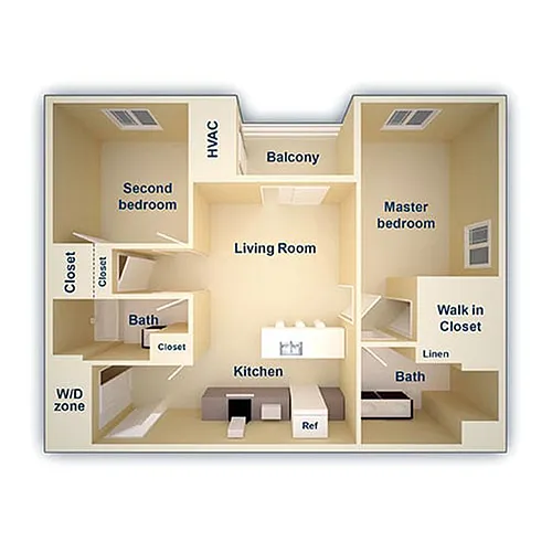 Floor plan Two Bed Two Bath