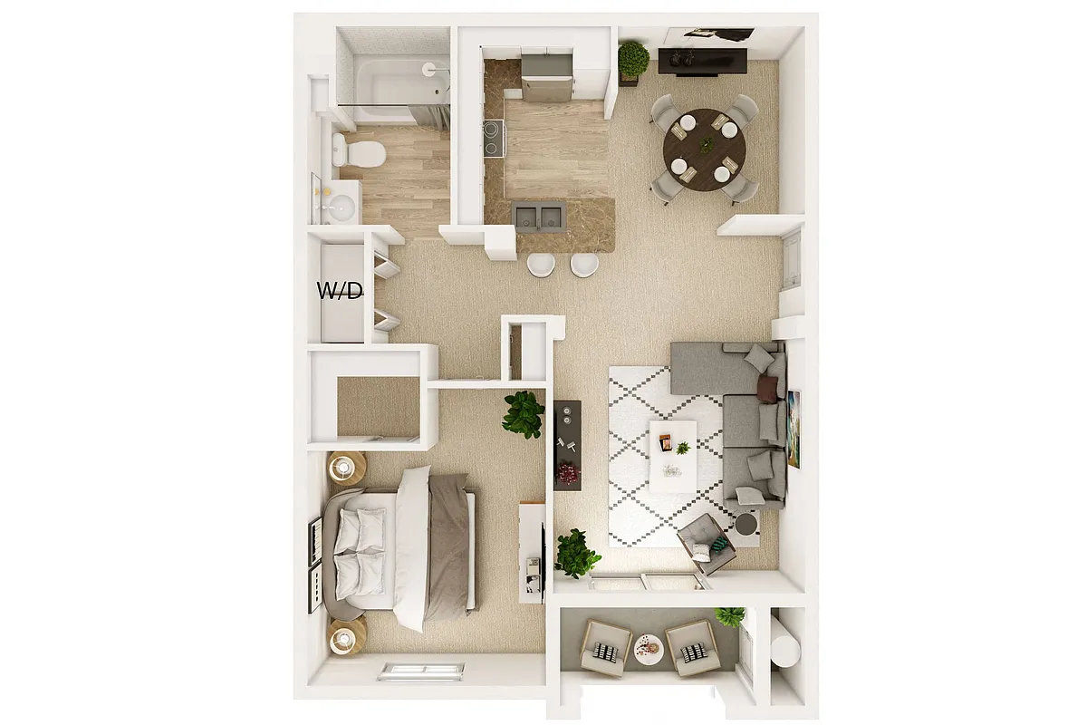 Floor plan 1 Bed 1 Bath B