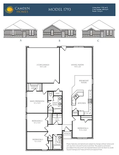 Floor plan 4 Bedrooms and 2 bathrooms