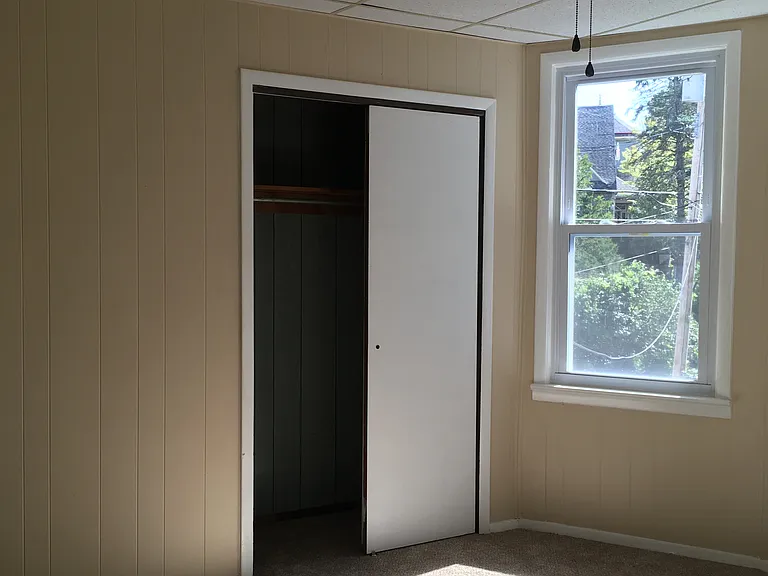 Middle bedroom facing yard has large closet.