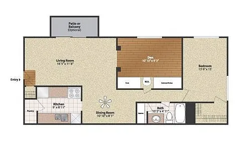 Floor plan One Bedroom Den