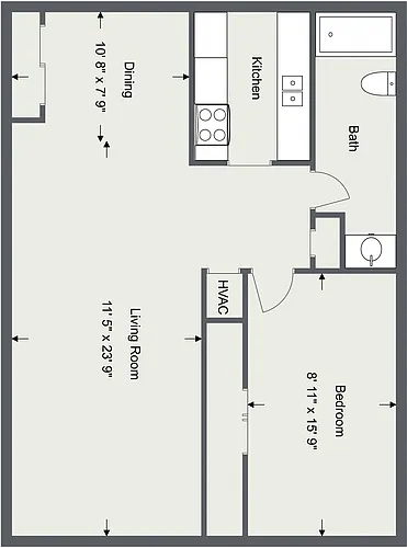 Floor plan 1 Bedroom 1 Bath-Mill Stream Run