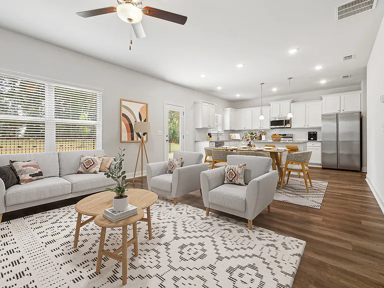 A refined living area offering a graceful view of the home's living and dining space
